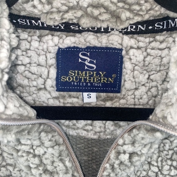 Simply‎ Southern Women’s Sherpa Faux Shearling Quarter Zip Popover Gray - Picture 3 of 11